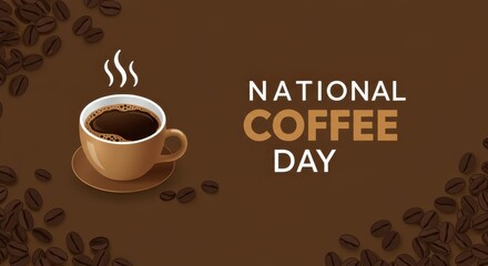 Obraz premium National Coffee Day Vector Illustration with Coffee Cup and Typography – September 29 Celebration 