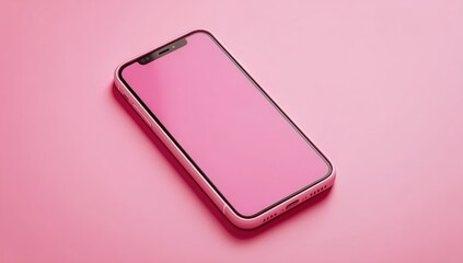 Pink smartphone on pink surface