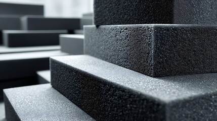 Stack of Gray Foam Blocks Stair Step Abstract Background