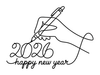 Hand writing happy new year 2026 with a pen