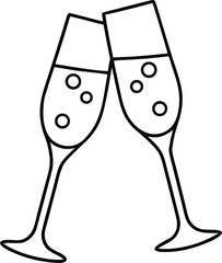 Champagne Glasses and Cheers Icon. Celebration, Holidays Outline Vector icon