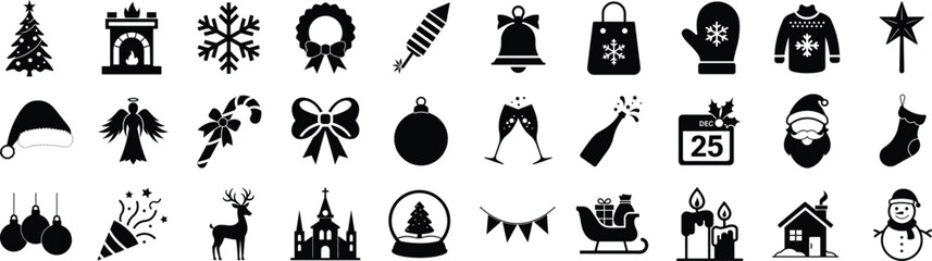 Christmas Silhouette vector icon set