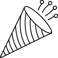 Confetti and Party Popper Icon Vector Design on White Background.