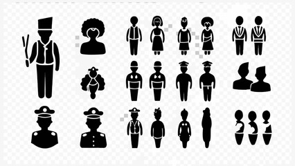 Diverse crowd icons representing community members, professions, and various demographics in simple yet modern style
