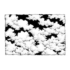 Obraz premium Black and white cloudscape drawing with stippling technique for artistic backgrounds and textures use cases