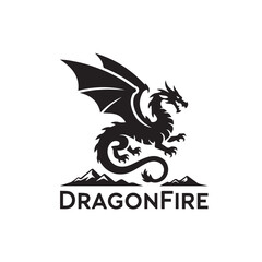 Dragon fire Logo with Mountains