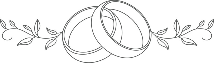 Intertwined Outline Rings Decorated with Elegant Branches on a Transparent Backdrop