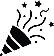 Confetti and Party Popper Icon Vector Design on White Background.