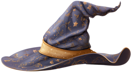 Witch hat cartoon style isolated on transparent background