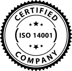 Iso 14001 certified company emblem with stars and jagged edges representing environmental management system certification