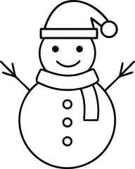 snowman icon with hat on white background