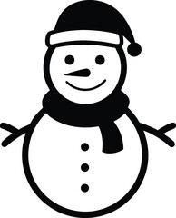 snowman icon with hat on white background