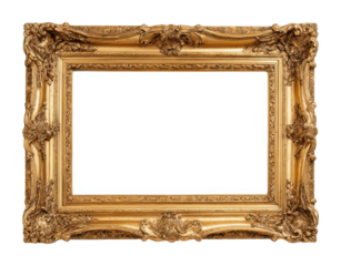 Decorative golden frame display digital design isolated on transparent background