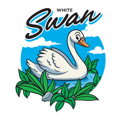 Swan Tshirt Design in Retro Style