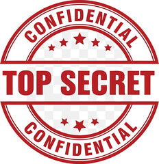 Official red rubber stamp with the words top secret and confidential clearly visible against a white background symbolizing classified information and restricted access