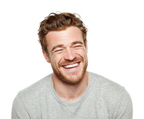 Obraz premium Joyful man smiling portrait people lifestyle isolated on transparent background