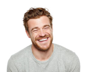 Joyful man smiling portrait people lifestyle isolated on transparent background