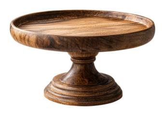 Elegant wooden cake stand showcase rustic kitchen product isolated on transparent background