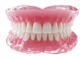 Dental care action realistic teeth model environment isolated on transparent background