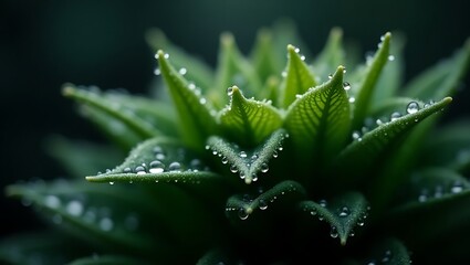 Fototapeta premium Dramatic Macro of Wet Leaves with Fine Texture