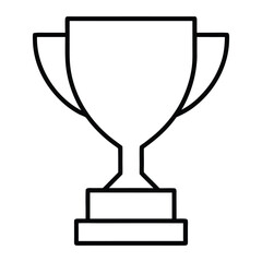 Black outline trophy cup icon on white background award winner 3