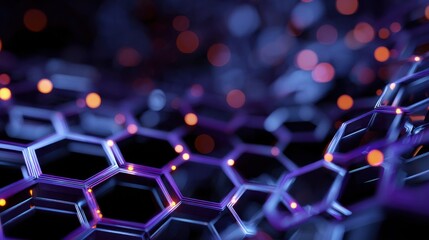 glowing hexagons network abstract