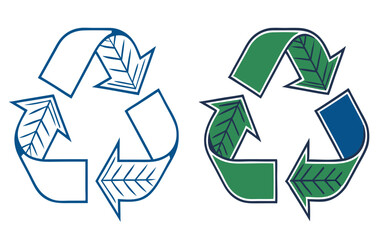 Set of circular recycling arrows and loops for sustainability concepts