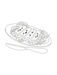 Cute Cartoon Spare Ribs Connect the Dots Coloring Page for Kids – Fun Printable Activity Worksheet, Educational Dot to Dot Puzzle, Kawaii Food Line Art Illustration for Children