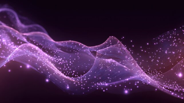 purple glowing wave abstract art
