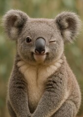 Fototapeta premium Winking koala in natural habitat.
