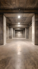 Fototapeta premium Espace intérieur minimaliste avec éclairage moderne dans un grand garage ou entrepôt.
