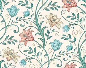Floral Symphony: A vibrant tapestry of blossoming flowers in a delicate, hand-painted style, perfect for adding a touch of botanical elegance and natural beauty.