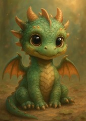 Fototapeta premium Adorable baby dragon illustration
