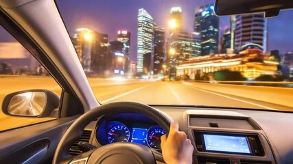 Urban driving night cityscape - Powered by Adobe