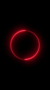 Neon line circle shape on black background. Glowing neon line circle shape frame animation. neon glowing circle frame background. repetitive motion animatio