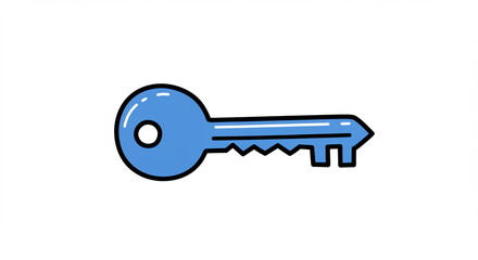 Cartoon Style Blue Key Illustration