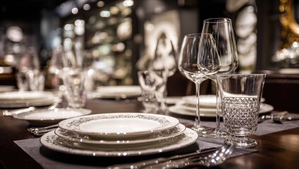 Elegant dining table setting in a store