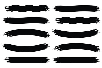 Obraz premium Black brush strokes vector illustration, abstract grunge texture on white background. Artistic design element, paint smear, ink splatter, creative graphic element. pictogram shape brushes eps 10