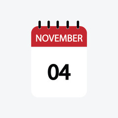 4 november calendar november calendar vector illustration