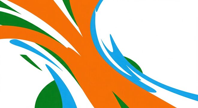 Abstract indian flag design with tricolor waves and shapes for independence day celebration and patriotic background around 150 characters - Powered by Adobe