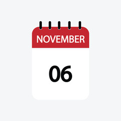 6 november calendar november calendar vector illustration