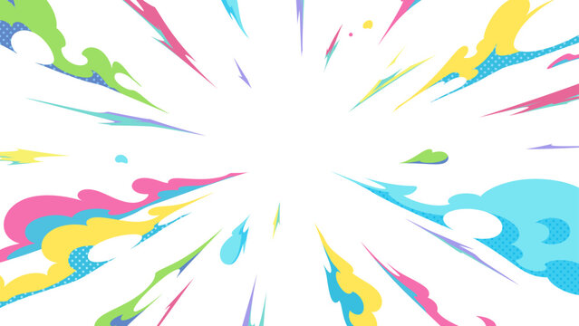Fototapeta 放射状に広がるカラフルな煙のエフェクトの背景素材_16:9