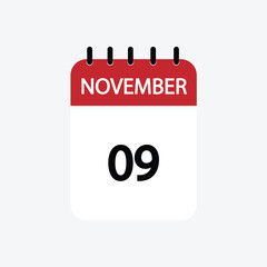 9 november calendar november calendar vector illustration