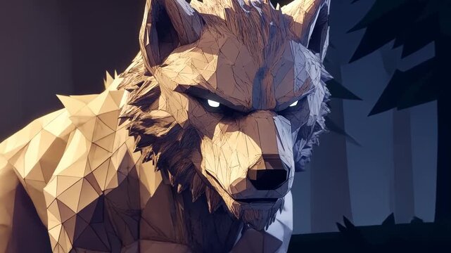 Cute Colorful Low-Poly Wolf 3D Animation Illustration Walking and Dancing in Whimsical Aesthetic