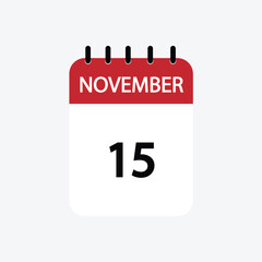 15 november calendar november calendar vector illustration