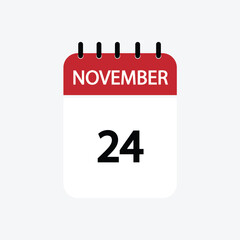 24 november calendar november calendar vector illustration