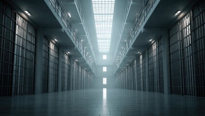 Empty prison corridor