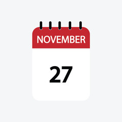 27 november calendar november calendar vector illustration