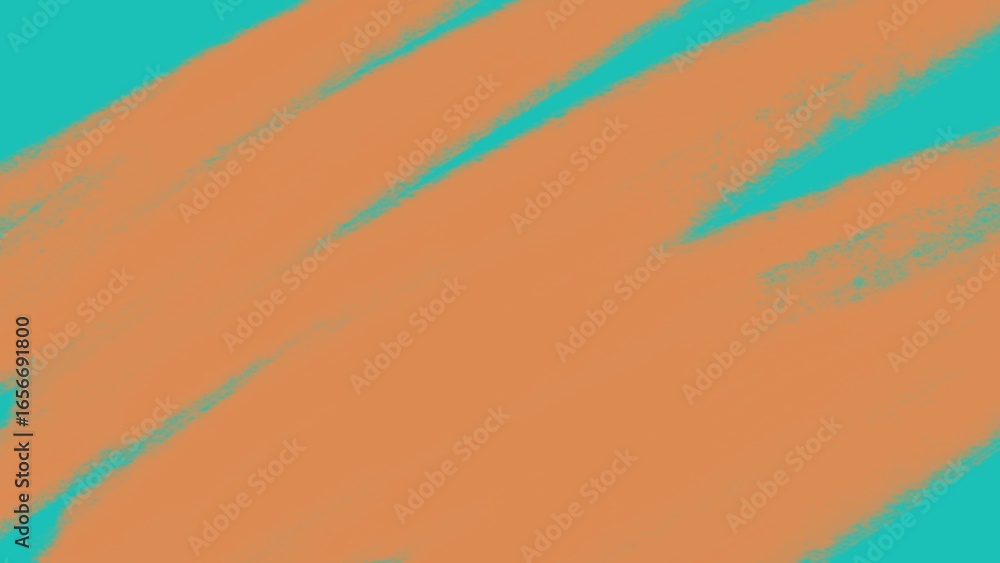 Poster abstract texture image featuring vibrant orange brush strokes on a teal background. artistic and mod