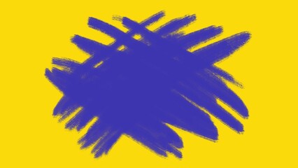 Texture featuring abstract blue brush strokes on a bright yellow background. This dynamic artistic overlay is perfect for modern projects, graphic design, and video content.